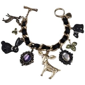 💀🦌Betsey "DARK FOREST" Collection Woodland Critters Toggle Charm Bracelet GPVC